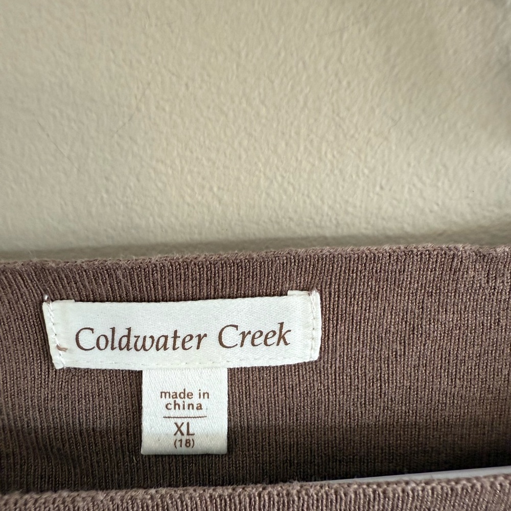 Coldwater Creek Brown 3/4 Sleeve Silk Blend Sweater - Picture 3 of 7